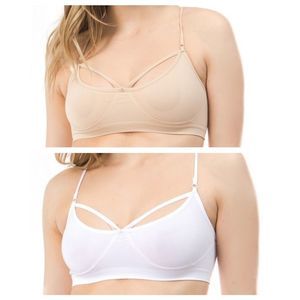 2/$30 (Lot of 2) Low Cut Bralette w/Accent Straps 2 Pc Set